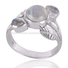 Export Quality Stylish Natural Rainbow Moonstone 925 Silver Ring